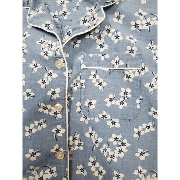 Draper James x Land's End Women's M Blue Floral Button Up Pajama Top - Picture 4 of 6